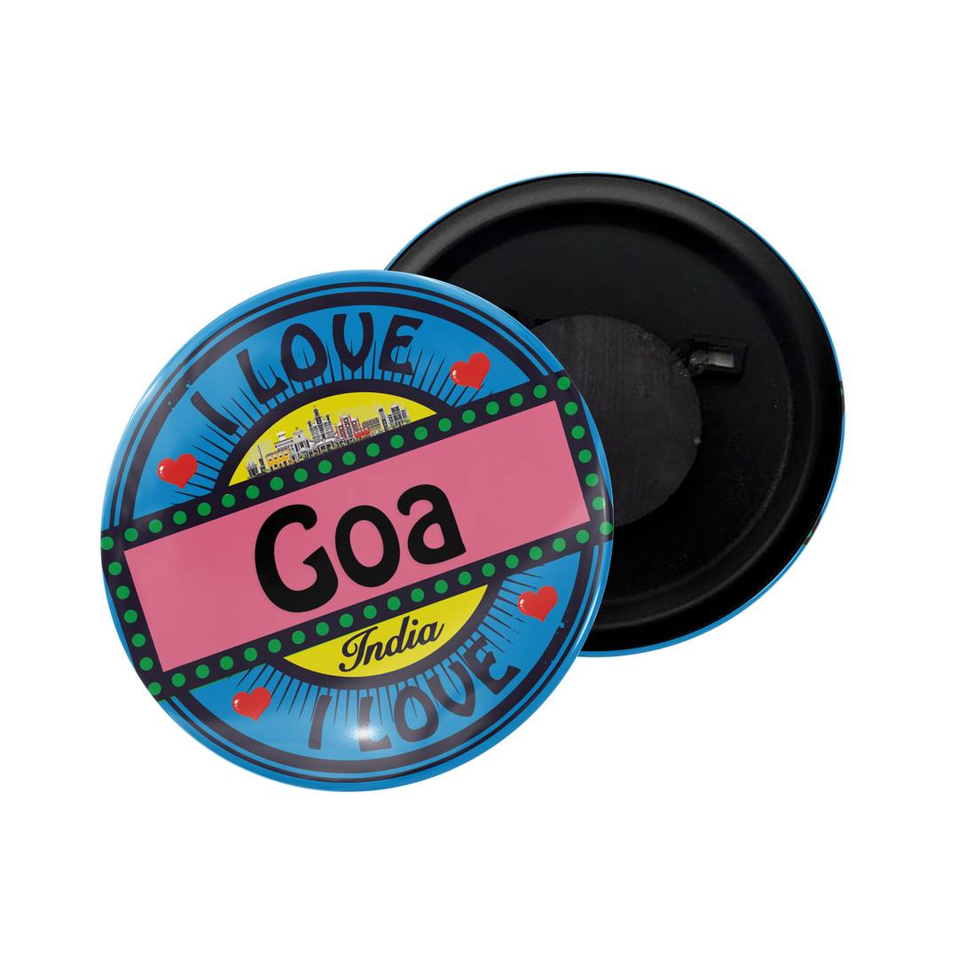 dhcrafts Fridge Magnet Multicolor I Love Goa Glossy Finish Design Pack of 1 (58mm)